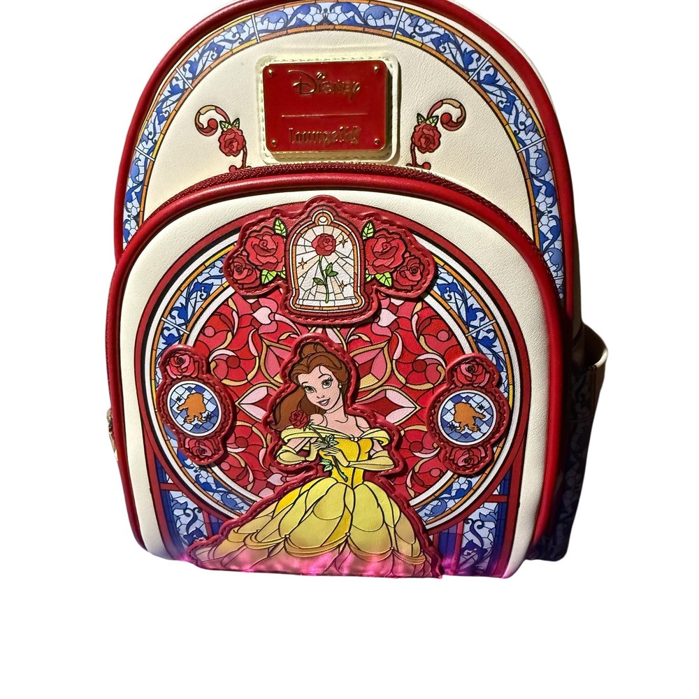 Loungefly Disney Beauty and the Beast Belle Stained Glass Mini Backpack‎ NWT